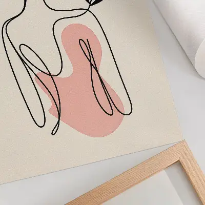 Impression sur toile représentant une femme dessinée au trait sur fond crème