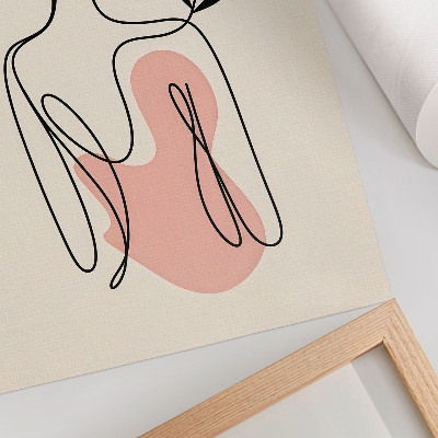 Impression sur toile Une femme délicate, dessinée au trait sur fond crème