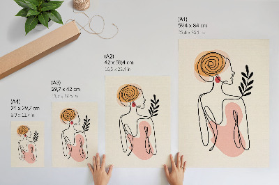 Impression sur toile Une femme délicate, dessinée au trait sur fond crème
