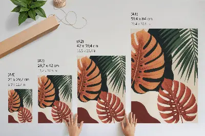 Affiche décorative feuilles tropicales aux couleurs vives dans un style moderne