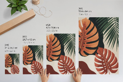 Affiche décorative Feuilles tropicales, couleurs vives, modernité