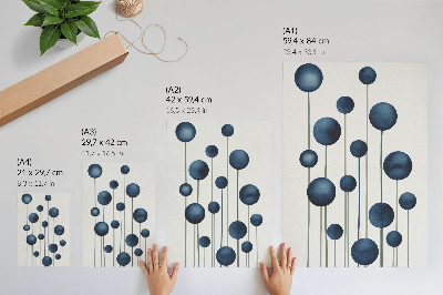 Affiche décorative Cercles bleus sur des lignes verticales