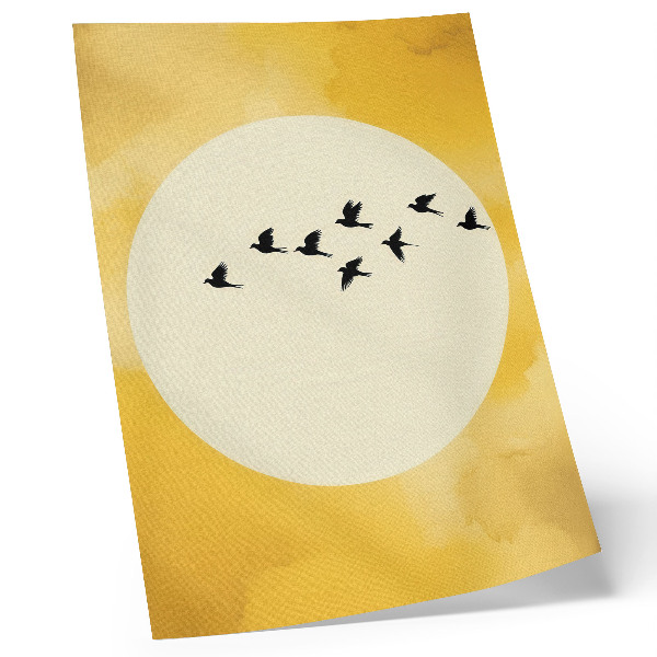 Décoration murale Oiseaux sur fond de cercle dans un espace jaune