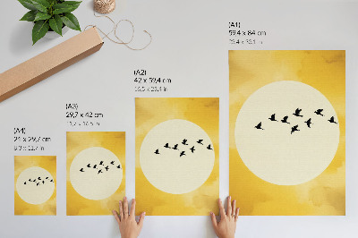 Décoration murale Oiseaux sur fond de cercle dans un espace jaune