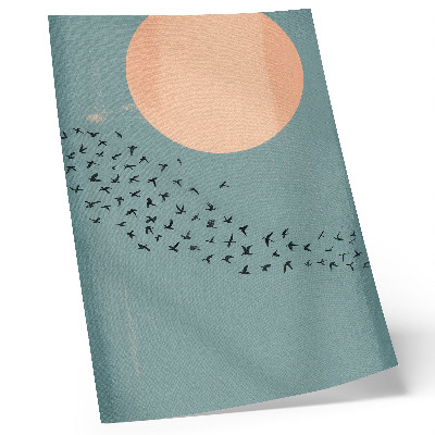 Impression sur toile Oiseaux en vol, fond bleu, grand cercle