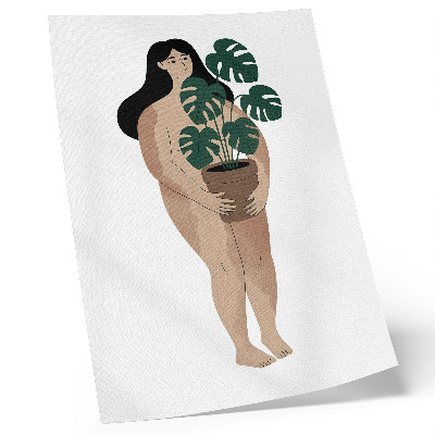 Affiche décorative Femme avec un pot de fleurs, élégance, minimalisme, paix