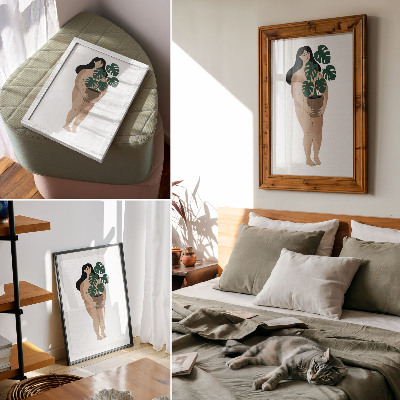 Affiche décorative Femme avec un pot de fleurs, élégance, minimalisme, paix