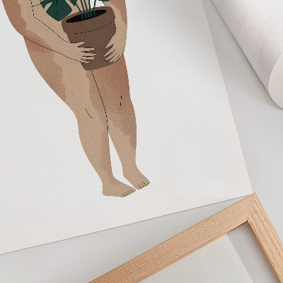 Affiche décorative Femme avec un pot de fleurs, élégance, minimalisme, paix