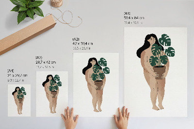 Affiche décorative Femme avec un pot de fleurs, élégance, minimalisme, paix