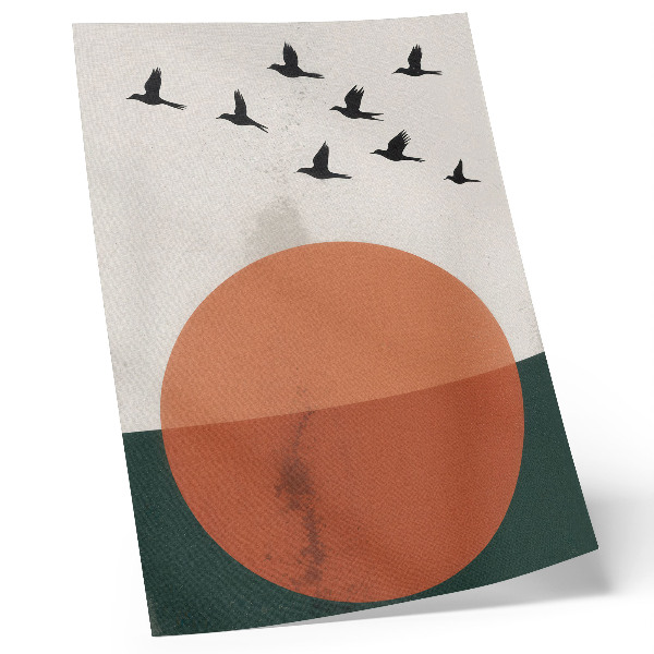 Décoration murale Oiseaux en vol, cercle orange minimaliste