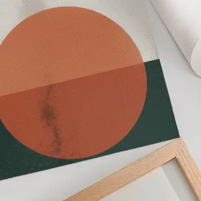 Décoration murale oiseaux en vol avec cercle minimaliste orange