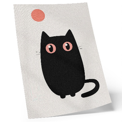 Affiche décorative Chat noir aux yeux roses sur fond blanc