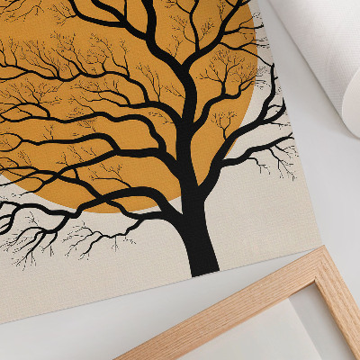 Impression sur toile Un arbre minimaliste sur fond orange