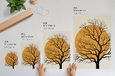 Impression sur toile Un arbre minimaliste sur fond orange