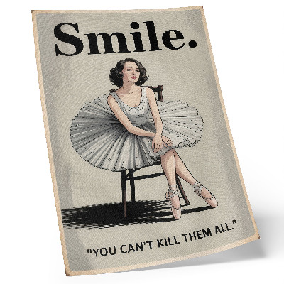 Affiche décorative Ballerine en robe de tulle avec inscription noire nostalgie