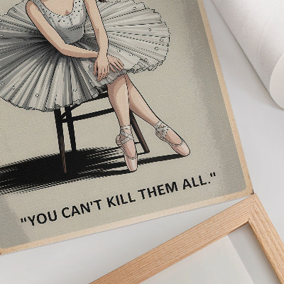 Affiche décorative Ballerine en robe de tulle avec inscription noire nostalgie
