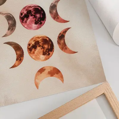 Affiche décorative symétrie des lunes aux couleurs chaudes et à l'atmosphère cosmique
