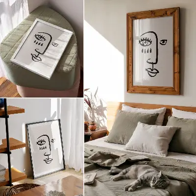 Décoration murale lignes faciales abstraites au style minimaliste moderne