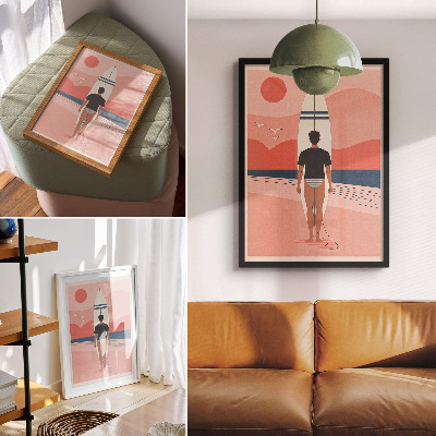 Impression sur toile planche de surf, plage, mer, calme, détente