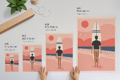 Impression sur toile planche de surf, plage, mer, calme, détente