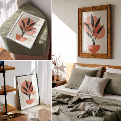 Décoration murale Feuilles géométriques abstraites sur fond beige