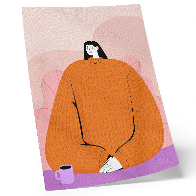 Décoration murale Image d'un personnage portant un pull orange sur fond rose
