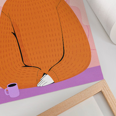 Décoration murale Image d'un personnage portant un pull orange sur fond rose