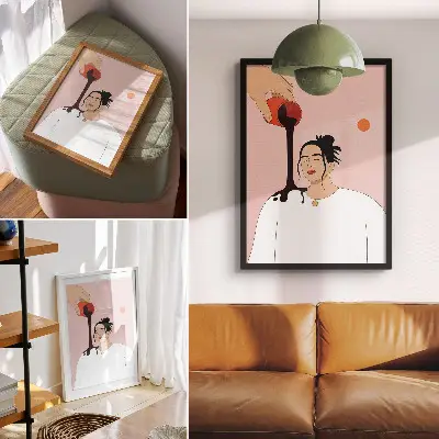 Impression sur toile silhouette minimaliste sous un ruisseau sombre