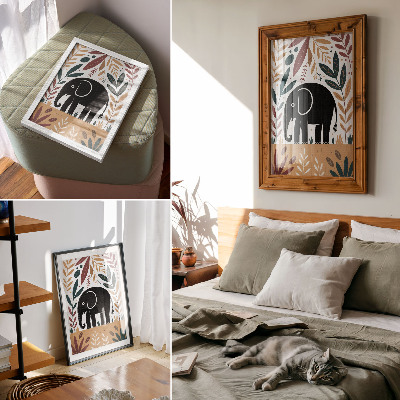 Affiche décorative Éléphant parmi les feuilles, élégance de la nature, simplicité