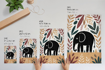 Affiche décorative Éléphant parmi les feuilles, élégance de la nature, simplicité