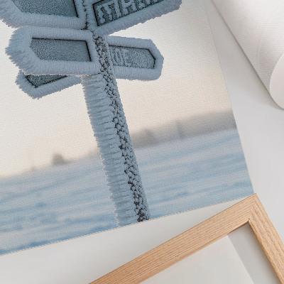 Décoration murale Panneau directionnel enneigé, minimalisme hivernal