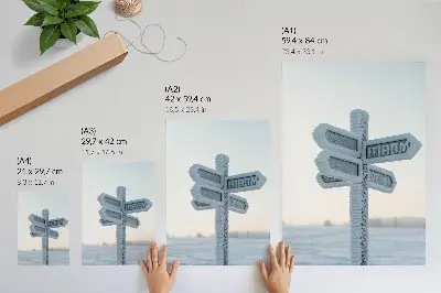 Décoration murale panneau directionnel au design enneigé minimaliste pour l'hiver