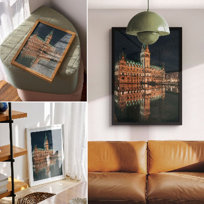 Impression sur toile L'architecture classique reflétait la lumière du soir