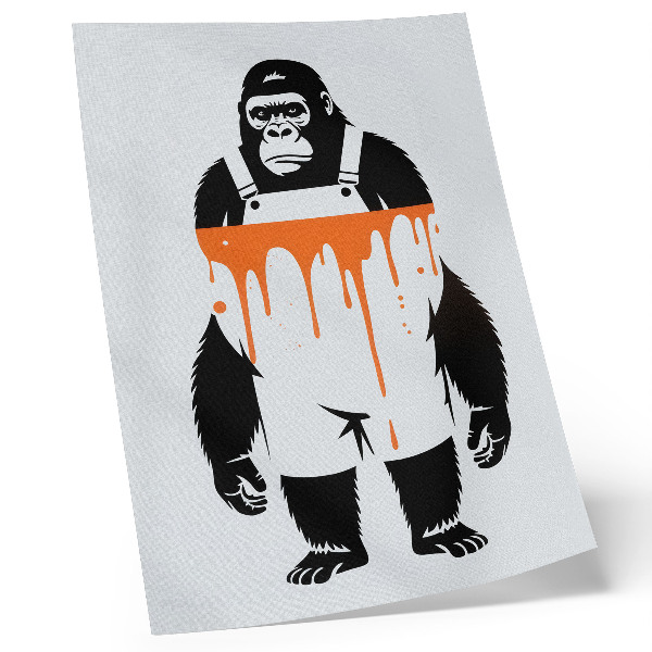Affiche décorative Un gorille en salopette sur un fond orange vif