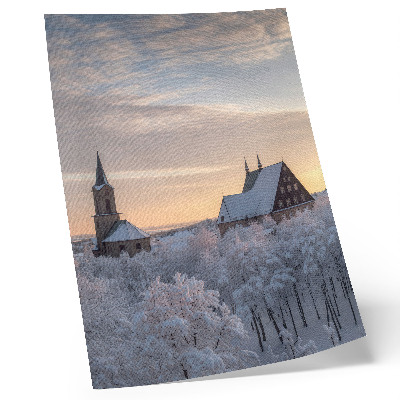 Décoration murale Paysage d'hiver avec une église enneigée