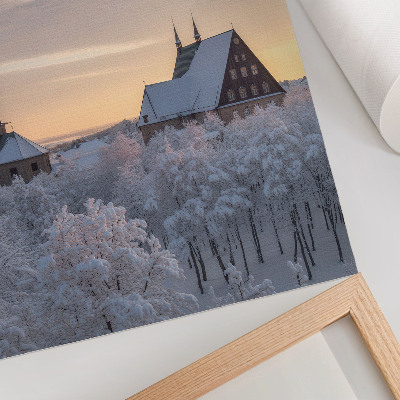 Décoration murale Paysage d'hiver avec une église enneigée