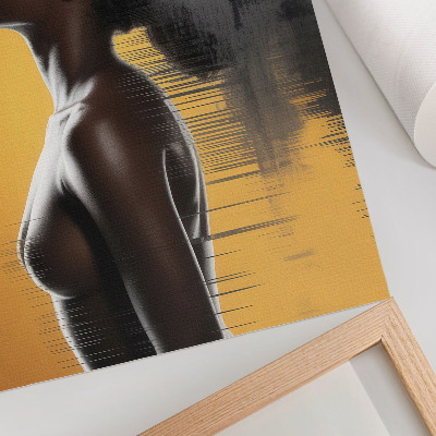 Affiche décorative Silhouette féminine élégante, contraste jaune et noir