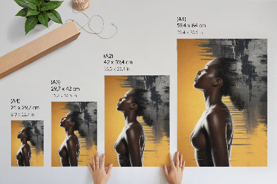 Affiche décorative Silhouette féminine élégante, contraste jaune et noir