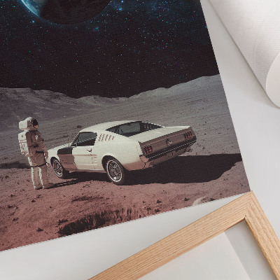Décoration murale Astronaute sur la Lune, voiture, étoiles de la Terre