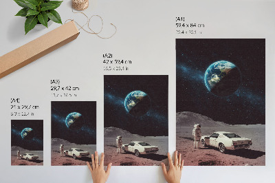 Décoration murale Astronaute sur la Lune, voiture, étoiles de la Terre