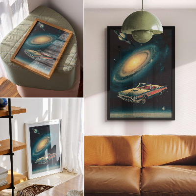 Impression sur toile Une voiture dans l'espace, c'est une combinaison fantastique.