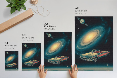 Impression sur toile Une voiture dans l'espace, c'est une combinaison fantastique.