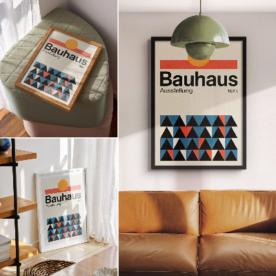 Impression sur toile Graphisme Bauhaus avec une touche d'orange