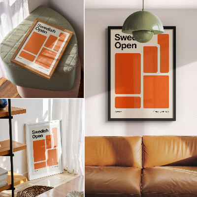 Impression sur toile Des rectangles orange sur fond crème