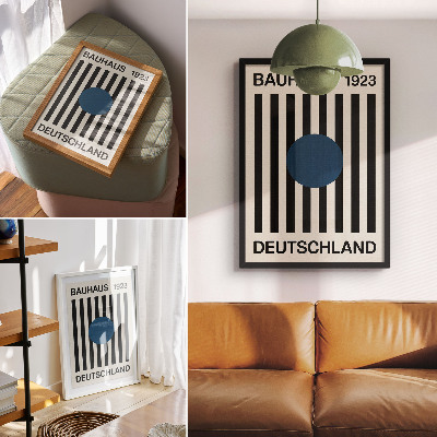 Décoration murale Lignes noires, fond beige, bleu marine, style moderne