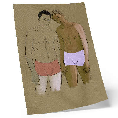 Impression sur toile Illustration d'hommes en sous-vêtements aux couleurs chaudes