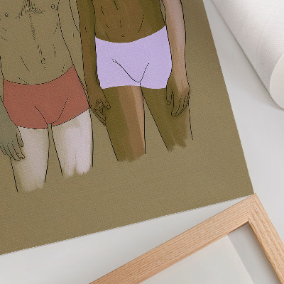 Impression sur toile Illustration d'hommes en sous-vêtements aux couleurs chaudes