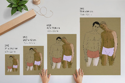 Impression sur toile Illustration d'hommes en sous-vêtements aux couleurs chaudes