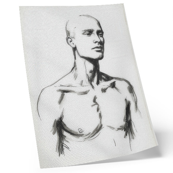 Impression sur toile Dessin en noir et blanc d'une figure masculine