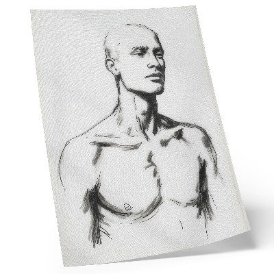 Impression sur toile Dessin en noir et blanc d'une figure masculine